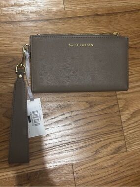 Katie Loxton Taupe Wristlet Clutch with Removable Strap